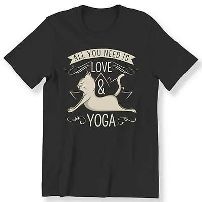 Buy Men's Ladies Yoga T-shirt Yoga Cat Love And Yoga Cute Relax For Yoga Lovers Tee • 12.99£