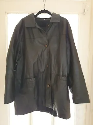 Buy Women's Black Leather Jacket - Size 22 - Hardly Worn • 55£