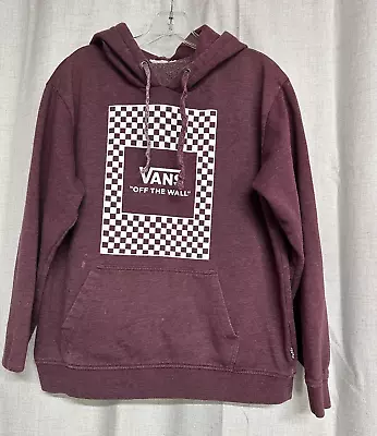 Buy VANS Burgundy Checker Graphic Hoodie Pullover Hooded Skater Shirt Top Sz M   HW • 1.57£