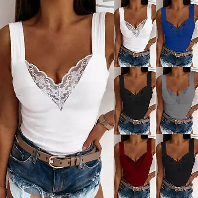 Buy Women's Sleeveless Blouse Shirts Tank Casual Summer Tops Cami Vest Plus Size TEE • 2.39£