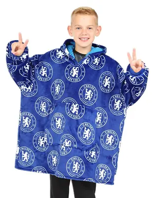 Buy Boys Chelsea Football Club Fully Lined Luxury Fleece Oversized Hoodie Blue W23 • 19.99£