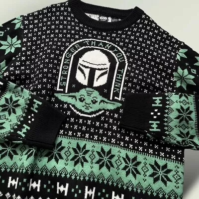 Buy Star Wars Baby Yoda Knitted Jumper Xmas Sweater Size XL Acrylic Sweater  • 19.99£