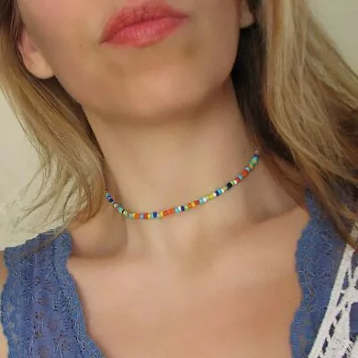 Buy Bohemia Colourful Beaded Choker Necklace Women Girls Jewellery Gift UK • 2.99£