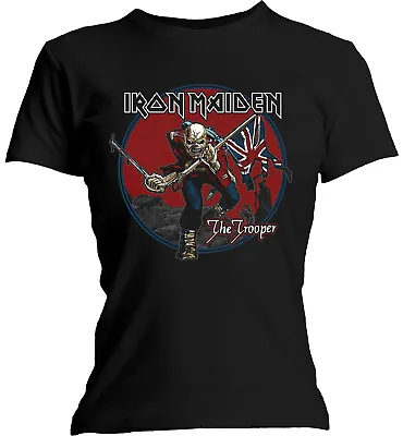 Buy Iron Maiden Trooper Red Sky Black Womens Fitted T-Shirt NEW OFFICIAL • 16.59£