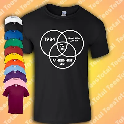 Buy Dystopian Venn Diagram T-Shirt You Are Here | Funny | 1984 | Fahrenheit 451 • 16.99£