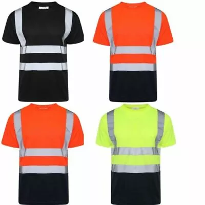 Buy Hi Viz Visibility Short Sleeve T Shirt Crew Neck Safety Work Two Tone High Vis  • 11.99£