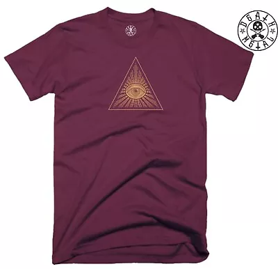 Buy All Seeing Eye T Shirt Music Clothing Rock Metal Pyramid Triangle Illuminati Top • 10.99£