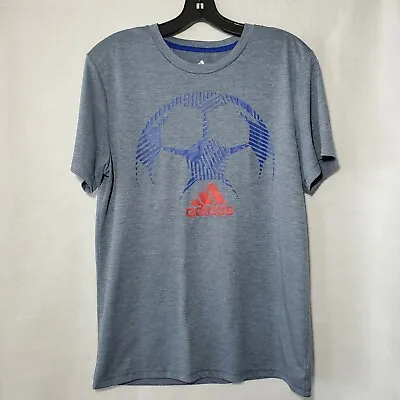 Buy Adidas Shirt Teens XL (18-20) Soccer Ball Graphic T-Shirt Gray Short Sleeve • 14.03£