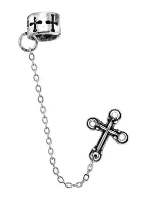 Buy Alchemy Gothic Cuff Stud Earring Cross  Design Goth Style Pewter Jewellery • 8.39£