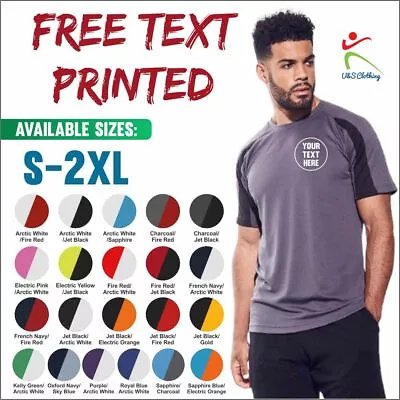 Buy Personalised Custom Printed AWDis Contrast Cool T-Shirt Sports Polyester Tee TOP • 13.39£
