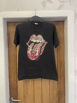 Buy Ladies Black The Rolling Stones Tshirt Size 12/14 • 3.99£