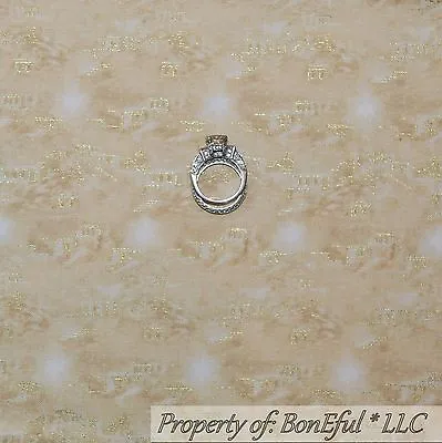 Buy BonEful Fabric FQ Cotton Quilt VTG Gold Xmas Town Bethlehem Christian Religious • 7.86£
