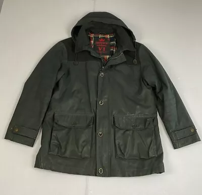 Buy HOWICK VI Mens Black Field Jacket / Coat Men’s Large Hooded Quilted Waxy Look • 24.99£