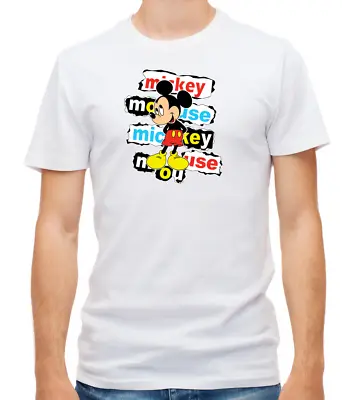 Buy Mickey Mouse Disney Characters White/Black Short Sleeve Men T Shirt G012 • 10.51£