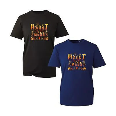 Buy Haunt Mess Halloween T-Shirt, Trick Or Treat Pumpkins Skeleton Spider Bats Tops • 8.99£