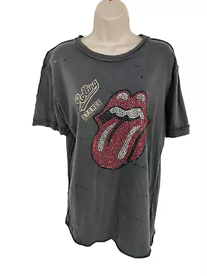 Buy Amplified Rolling Stones Size Large L Grey Music Graphic Casual Crew T Shirt Tee • 9.99£