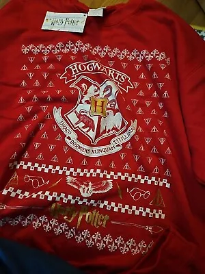 Buy Unisex Sweatshirt Harry Potter Xmas Crest Hogwarts Jumper Large • 9.99£