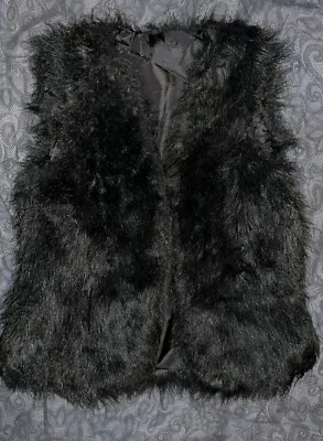 Buy Black Furry Fur Sleeveless Jacket Fluffy Gilet  Size S/M • 4.50£