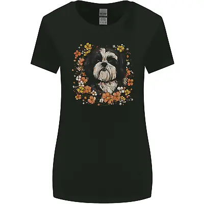 Buy A Shih Tzu Dog Surrounded By Flowers Womens Wider Cut T-Shirt • 9.99£