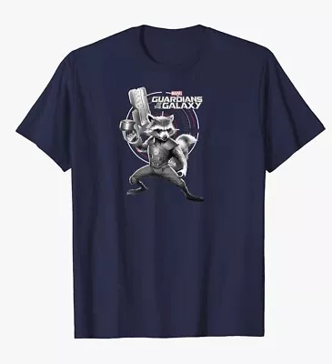 Buy Marvel Official Guardians Of The Galaxy Rocket T-Shirt Size Men’s XS Navy Blue • 6£