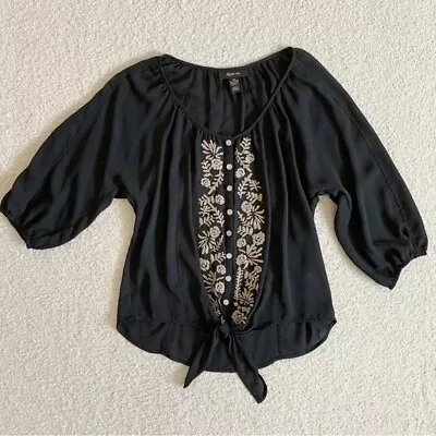 Buy Style & Co Boho Embroidered Tie-front Blouse Size XS • 12.20£