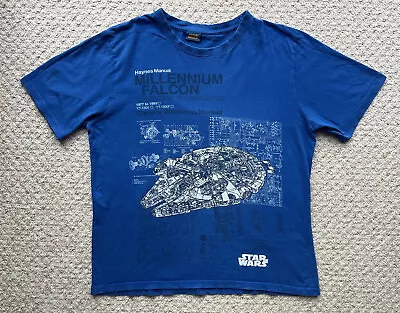 Buy STAR WARS T Shirt Blue Millennium Falcon Graphic Print - Size Medium • 3.99£