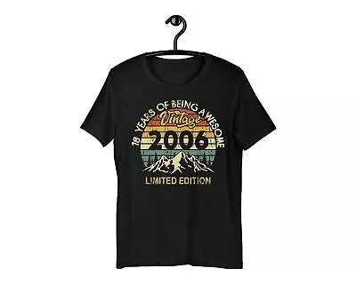 Buy 18th Birthday Gift T-Shirt Vintage 2006 Tee Shirt 18 Years Awesome Men Women Top • 9.99£