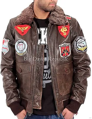 Buy Aviatrix Men's Designer Leather Jacket, US Pilot Flying, Bomber Vintage Wills • 129.99£