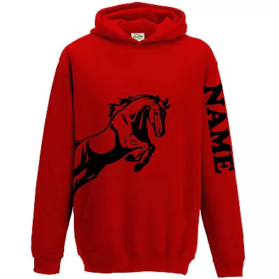Buy Horse Jumping Personalised Hoodie Hoody Women Girl Kid Gift Name On Sleeve L155 • 24.99£