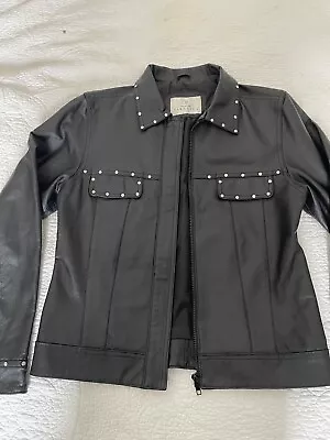 Buy Modern Classic Womens Black Leather Jacket Size 10 Metal Studs Front Pockets  • 7£