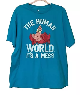 Buy The Little Mermaid SEBASTIAN THE HUMAN WORLD IS A MESS Tee Shirt Size  XL Disney • 14.53£