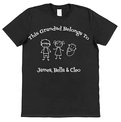 Buy Personalised This Grandad Belongs To T-Shirt With Kids Dog Cat Names Father Gift • 16.95£