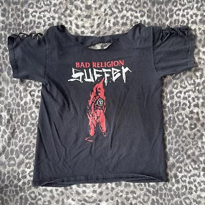 Buy Bad Religion Suffer Black Tshirt Top DIY Slashed Cut Out M L Punk Rock  • 4.99£