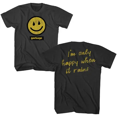 Buy Garbage Smiley I'm Only Happy When It Rains Men's T Shirt 90's Band Music Merch • 43.25£
