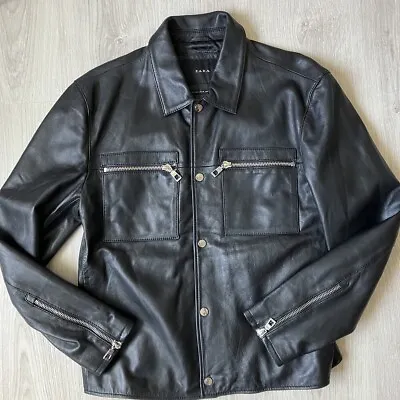 Buy Mens Zara Real Leather  Lamb Skin Jacket Large Worn 5 Times VGC • 50£
