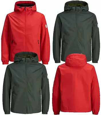 Buy Jack & Jones Jacket Mens Red Lightweight Hooded Jacket Full Zip Top • 19.99£
