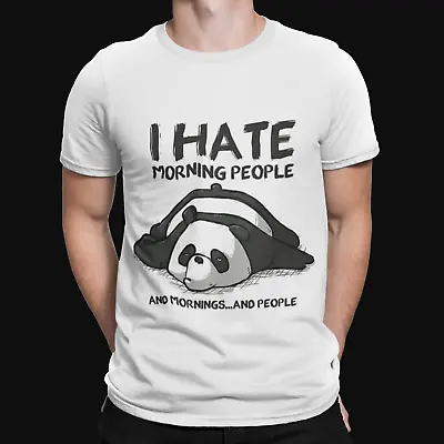 Buy I Hate Mornings Panda T-Shirt - Funny - Cartoon - Retro - Cool - Casual - Pyjama • 7.19£