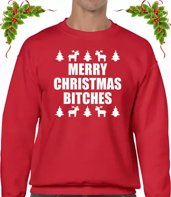 Buy Merry Christmas Bitches Jumper Sweater Funny Xmas Rude Festive Joke Design  Fun • 13.99£