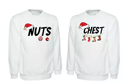 Buy Chest Nuts Christmas Couple Funny Christmas Jumper Gift Fleece Sweatshirt Top UK • 16.99£