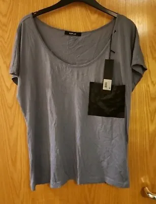 Buy Replay Small Oversized Blue With Black Leather Look Pocket T-Shirt New With Tags • 6.99£