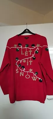 Buy New Esmara Ladies Plus Size 28-30 Let It Snow Red Christmas Jumper • 7.50£