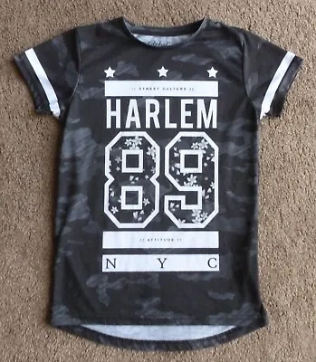 Buy Rebel Black + Grey 'Harlem 89 Patterned' T-shirt Size 9-10 Years • 0.99£