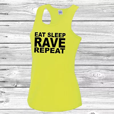 Buy Eat Sleep Rave Repeat Girls Vest Tee Top Party Fancy Dress T-Shirt Neon • 10.49£