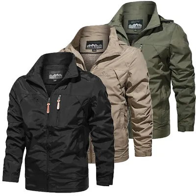 Buy Mens Waterproof Breathable Hooded Jacket Outdoor Tactical Windbreaker Coat • 13.71£