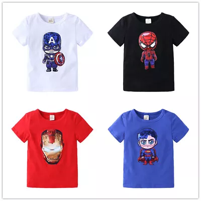 Buy Kids Boys LED T Shirt Summer Tops Short Sleeve Cartoon Spider Man Birthday Gift • 8.99£