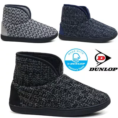 Buy Mens Slippers Dunlop Memory Foam Ankle Fleece Warm Fur Lined Winter Boots Shoes • 16.99£