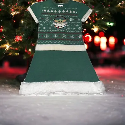 Buy Star Wars The Child Baby Yoda Grogu Christmas Sweater Dress Size  Small 6 6X • 16£