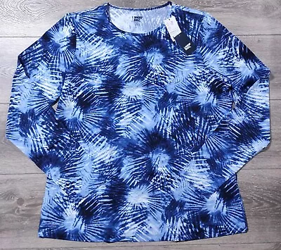 Buy Lands End Rash Guard Adult Large 14-16 Blue Tie Dye Swim Shirt Womens • 21.18£