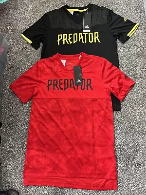 Buy Adidas Predator Football Shirt  Black Red - 11-12 Years - Brand New X2 Lot • 20£