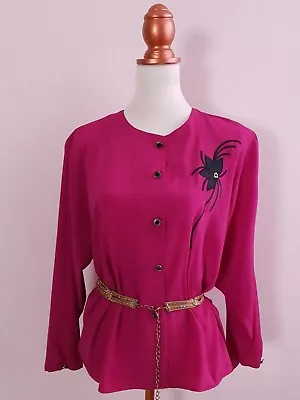 Buy Chic Pre-Loved 1980s Cerise Pink Oversize Blouse • 22£